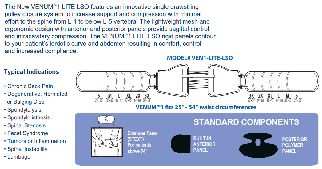 Venum1 Lite LSO Back Brace FOR SALE FREE Shipping